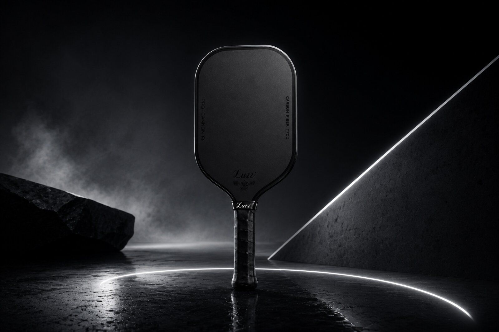 Luzz Pro-Cannon — Black 16mm T700 carbon fiber pickleball paddle, tournament certified