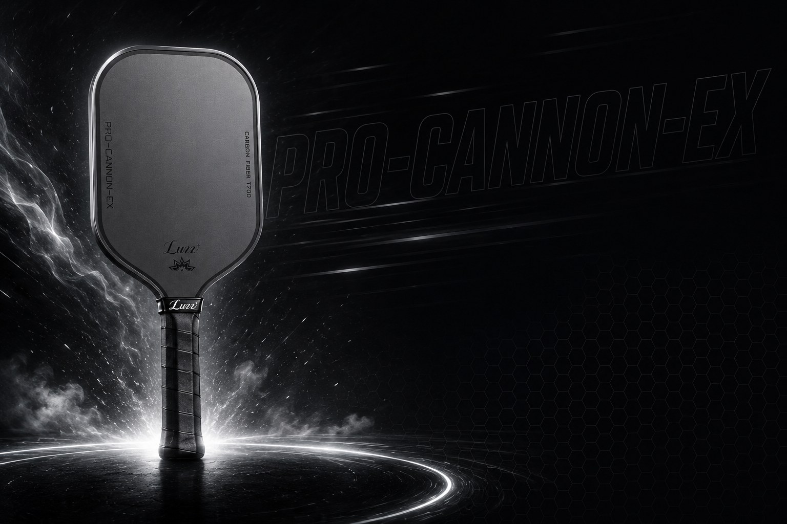 Luzz Pro Cannon-EX — Black 16mm T700 carbon fiber pickleball paddle