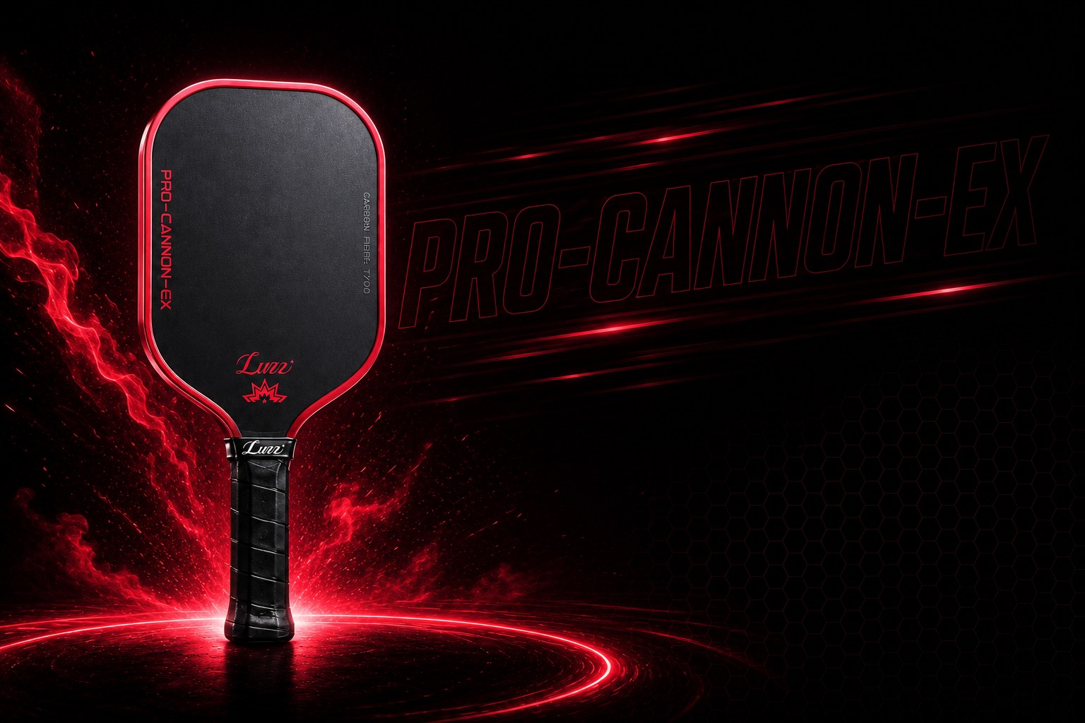 Luzz Pro Cannon-EX — Red 16mm T700 carbon fiber pickleball paddle